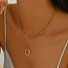 French Stainless Steel Irregular Square Pendant Double-layer Necklaces for Women AH9008-5