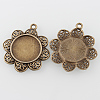 Vintage Flower Alloy Pendant Cabochon Settings X-PALLOY-N0088-71AB-NF-2