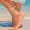 1P Zinc Alloy Twisted Chain Wahle Tail Charm Anklets and 1Pc White Faceted Round Acrylic Beaded Anklets AJEW-LP0007-68-2