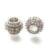 Brass Micro Pave Clear Cubic Zirconia European Beads KK-H508-13P-1