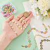 Flower 304 Stainless Steel Enamel & Disc Polymer Clay Link Baseball Cap Chain AJEW-WR00001-3