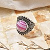 Natural Banded Agate Adjustable Rings RJEW-I108-03AS-13-2