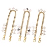 3Pcs 3 Colors Alloy Enamel Flower Charm 304 Stainless Steel Cuban Link Chain Bag Decorative Chains FIND-JF00160-1