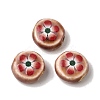 Flat Round Handmade Floral Porcelain Beads PR-CBA03B0-02B-1