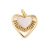 Brass Pave Natural White Shell Heart Charms with Jump Rings KK-S522-08A-G-1