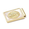 Brass Pave Natural White Shell Religion Rectangle Pendants KK-Q068-32G-2