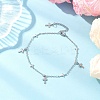 304 Stainless Steel Cross Link Chain Anklets AJEW-AN00739-01-1