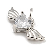 Rack Plating Brass Micro Pave Clear Cubic Zirconia Pendants KK-U030-13P-2