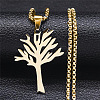 201 Stainless Steel Tree of Life Pendant Box Chain Necklaces FS-WGEEACC-03-1