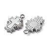 304 Stainless Steel Pave Natural White Shell Cross Charms STAS-S163-26P-2