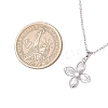 Flower Brass Pave Clear Cubic Zirconia Pendant Necklaces NJEW-JN05287-3