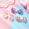 3 Pairs Flower Brass Resin Dangle Stud Earrings EJEW-TA00778-1