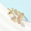 Brass Micro Pave Cubic Zirconia ABS Imitation Pearl Cuff Rings LS-RJEW-D307-02G-A-1