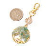Natural Green Aventurine Chips Beads & Alloy Tree of Life Pendant Decorations HJEW-JM03129-04-3