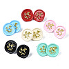 Flat Round with Butterfly Stud Earrings for Women EJEW-N046-017-NR-2
