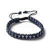 Natural Lapis Lazuli and Synthetic Hematite Adjustable Braided Bead Bracelets BJEW-H626-01-07-4