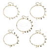 Natural Larimar/Moss Agate/Fluorite/Rutilated Quartz/Garnet Chips Charm Brass Figaro Chain Anklets AJEW-AN00667-2