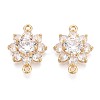 Brass Pave Clear Cubic Zirconia Connector Charms X-KK-N284-14G-1