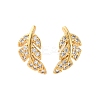Clear Cubic Zirconia Feather Stud Earrings EJEW-P196-15G-1-1