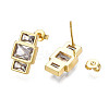 Cubic Zirconia Rectangle Dangle Stud Earrings X-EJEW-N011-53-02LG-2