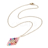 Natural Mixed Gemstone Beaded Rhombus Pendant Necklace NJEW-JN04319-5
