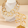 Alloy Ring Link Chain Necklaces & Stud Dangle Earrings Setss FS-WGED5D3-01-3