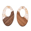 Transparent Resin and Walnut Wood Pendants RESI-T057-02N-2