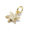 Brass Micro Pave Clear Cubic Zirconia Charms KK-H475-59G-10-2