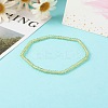 Faceted Rondelle Natural Peridot Beads Stretch Bracelets BJEW-JB06383-05-3