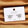 Brass Micro Pave Clear Cubic Zirconia Stud Earrings EJEW-P301-17P-1