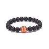 Natural Lava Rock & Synthetic Hematite & Acrylic Beaded Stretch Bracelet BJEW-JB08553-01-1