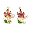 Brass Micro Pave Cubic Zirconia Enamel Pendants KK-B161-06G-1