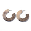 Opaque Resin & Walnut Wood Stud Earrings EJEW-T010-02-2