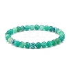 Natural Weathered Agate(Dyed) Round Beaded Stretch Bracelet BJEW-JB08363-04-1