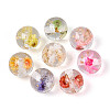 Transparent Resin & Gold Foil & Dried Flower Round Beads RESI-T060-44M-1