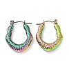 Ion Plating(IP) Rainbow Color 304 Stainless Steel Teardrop Chunky Hoop Earrings for Women EJEW-G293-14M-1