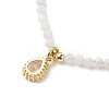 Cubic Zirconia Teardrop Pendant Necklace with Natural Moonstone Beaded Chains NJEW-JN04121-03-6