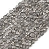 Faceted Flat Round Frosted Crystal Glass Beads Strands GLAA-F007-A03-1