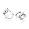 Brass Micro Pave Clear Cubic Zirconia Flower Hoop Earrings EJEW-T048-43P-2