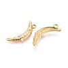 304 Stainless Steel and ABS Imitation Pearl Moon Pendants STAS-T071-19G-2