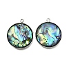 304 Stainless Steel Pave Natural Paua Shell Pendants STAS-Z125-01G-P-1