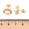 Flower Brass Micro Pave Clear Cubic Zirconia Stud Earrings EJEW-A135-22G-5