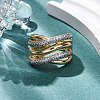 Brass Micro Pave Clear Cubic Zirconia Cuff Finger Rings for Women RJEW-C116-18G-3