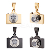 4Pcs 2 Colors 304 Stainless Steel Pave Clear Cubic Zirconia Pendants STAS-UN0036-02-1