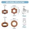 16 Pairs 2 Style Flower & Ring Wood Stud Earring Findings DIY-DC0002-88-2