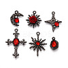 Alloy Rhinestone and Resin Pendants PALLOY-T093-01B-1