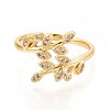 Brass Micro Pave Cubic Zirconia Cuff Rings for Women KK-T071-58G-2