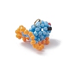 Glass Seed Beaded Gold Fish Pendants PALLOY-MZ00561-02-4