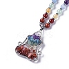 Natural Rose Quartz Pendant Necklaces NJEW-I109-B06-2
