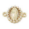 Rack Plating Brass Micro Pave Clear Cubic Zirconia Religion Virgin Mary Connector Charms KK-L224-094G-06-1